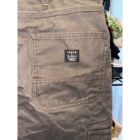 Lakin Mckey Brown Canvas Double Knee Carpenter Pants Size 42x32 - Picture 6 of 8